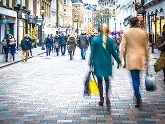 Shoppers on a high street